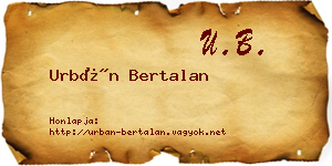 Urbán Bertalan névjegykártya